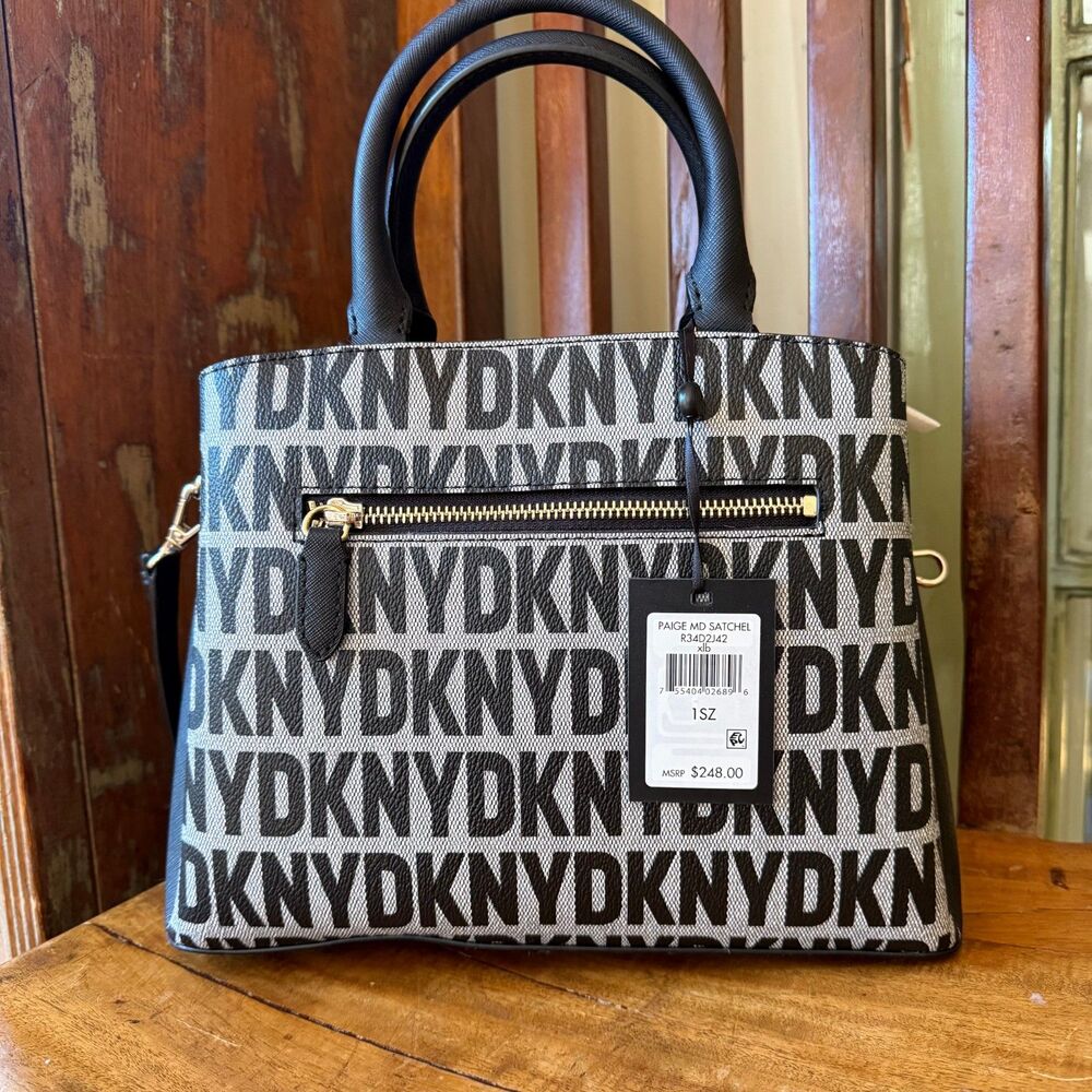 NWT DKNY Paige Satchel Crossbody Bag Black - Picture 2 of 11